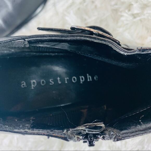 90s Black Square Toe Bootie Sz 8 Apostrophe Brand - Picture 4 of 10